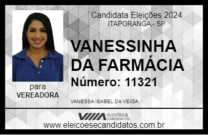 Candidato VANESSINHA DA FARMÁCIA 2024 - ITAPORANGA - Eleições