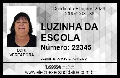 Candidato LUZINHA DA ESCOLA 2024 - COROADOS - Eleições