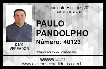 Candidato PAULO PANDOLPHO 2024 - MOMBUCA - Eleições