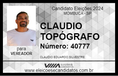 Candidato CLAUDIO TOPÓGRAFO 2024 - MOMBUCA - Eleições