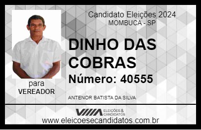 Candidato DINHO DAS COBRAS 2024 - MOMBUCA - Eleições