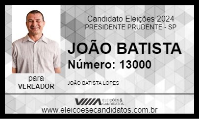 Candidato JOÃO BATISTA 2024 - PRESIDENTE PRUDENTE - Eleições