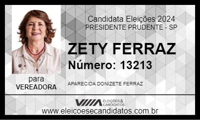 Candidato ZETY FERRAZ 2024 - PRESIDENTE PRUDENTE - Eleições