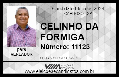 Candidato CELINHO DA FORMIGA 2024 - CARDOSO - Eleições