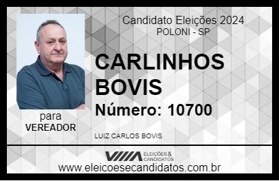 Candidato CARLINHOS BOVIS 2024 - POLONI - Eleições