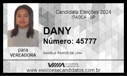 Candidato DANY QUILOMBOLA 2024 - ITAOCA - Eleições