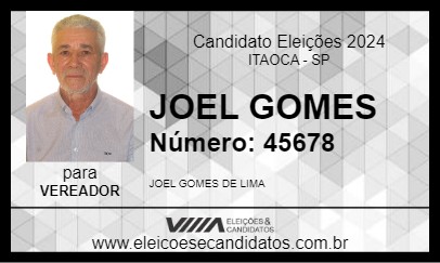 Candidato JOEL MALAQUIAS 2024 - ITAOCA - Eleições