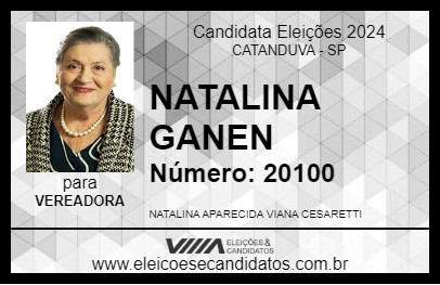 Candidato NATALINA GANEN 2024 - CATANDUVA - Eleições