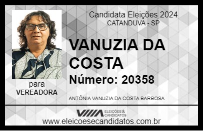 Candidato VANUZIA DA COSTA 2024 - CATANDUVA - Eleições