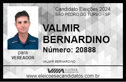 Candidato VALMIR BERNARDINO 2024 - SÃO PEDRO DO TURVO - Eleições