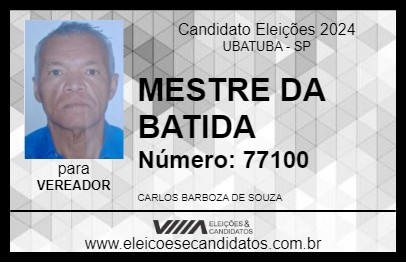 Candidato MESTRE DA BATIDA 2024 - UBATUBA - Eleições