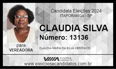 Candidato CLAUDIA SILVA 2024 - ITAPORANGA - Eleições