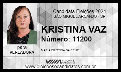 Candidato KRISTINA VAZ 2024 - SÃO MIGUEL ARCANJO - Eleições