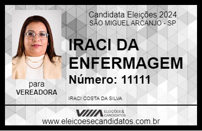 Candidato IRACI DA ENFERMAGEM 2024 - SÃO MIGUEL ARCANJO - Eleições