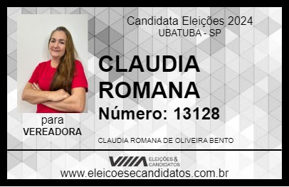 Candidato CLAUDIA ROMANA 2024 - UBATUBA - Eleições