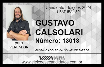 Candidato GUSTAVO CALSOLARI 2024 - UBATUBA - Eleições