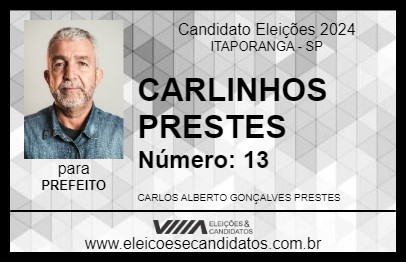 Candidato CARLINHOS PRESTES 2024 - ITAPORANGA - Eleições