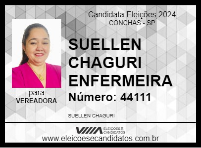 Candidato SUELLEN CHAGURI ENFERMEIRA 2024 - CONCHAS - Eleições