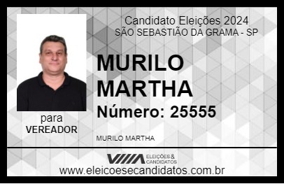 Candidato MURILO MARTHA 2024 - SÃO SEBASTIÃO DA GRAMA - Eleições