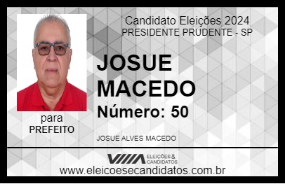 Candidato JOSUE MACEDO 2024 - PRESIDENTE PRUDENTE - Eleições