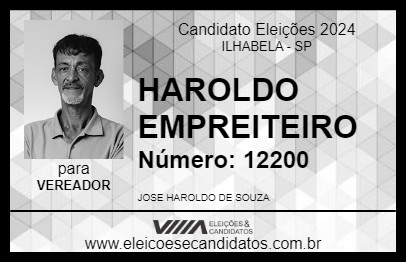 Candidato HAROLDO EMPREITEIRO 2024 - ILHABELA - Eleições