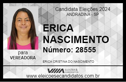 Candidato ERICA NASCIMENTO 2024 - ANDRADINA - Eleições