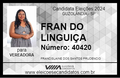 Candidato FRAN DO LINGUIÇA 2024 - GUZOLÂNDIA - Eleições