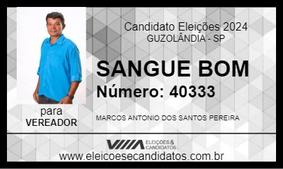 Candidato SANGUE BOM 2024 - GUZOLÂNDIA - Eleições