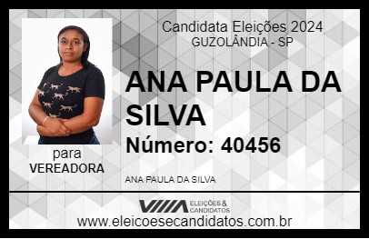 Candidato ANA PAULA DA SILVA 2024 - GUZOLÂNDIA - Eleições