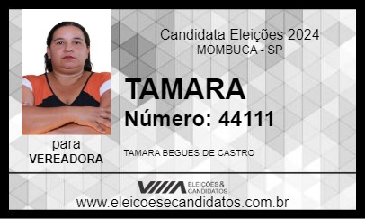 Candidato TAMARA 2024 - MOMBUCA - Eleições