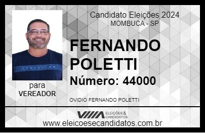 Candidato FERNANDO POLETTI 2024 - MOMBUCA - Eleições