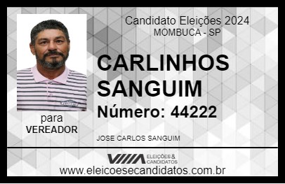 Candidato CARLINHOS SANGUIM 2024 - MOMBUCA - Eleições