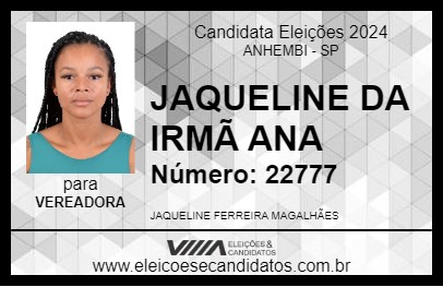 Candidato JAQUELINE DA IRMÃ ANA 2024 - ANHEMBI - Eleições