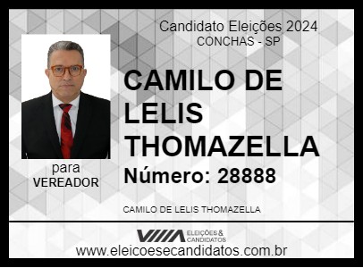 Candidato CAMILO DE LELIS THOMAZELLA 2024 - CONCHAS - Eleições