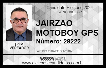 Candidato JAIRZAO MOTOBOY GPS 2024 - CONCHAS - Eleições