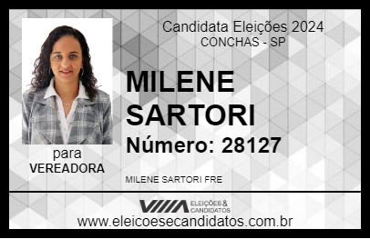 Candidato MILENE SARTORI 2024 - CONCHAS - Eleições