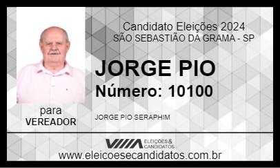 Candidato JORGE PIO 2024 - SÃO SEBASTIÃO DA GRAMA - Eleições