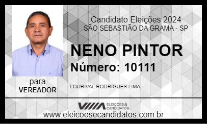 Candidato NENO PINTOR 2024 - SÃO SEBASTIÃO DA GRAMA - Eleições