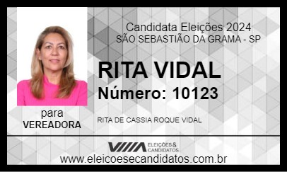 Candidato RITA VIDAL 2024 - SÃO SEBASTIÃO DA GRAMA - Eleições