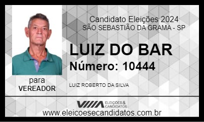 Candidato LUIZ DO BAR 2024 - SÃO SEBASTIÃO DA GRAMA - Eleições