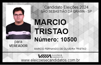 Candidato MARCIO TRISTAO 2024 - SÃO SEBASTIÃO DA GRAMA - Eleições