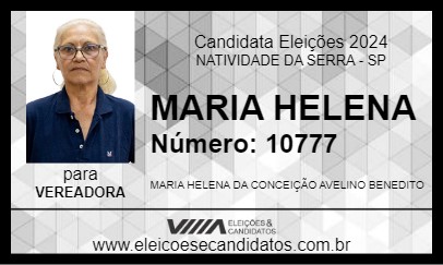 Candidato MARIA HELENA 2024 - NATIVIDADE DA SERRA - Eleições