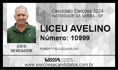 Candidato LICEU AVELINO 2024 - NATIVIDADE DA SERRA - Eleições