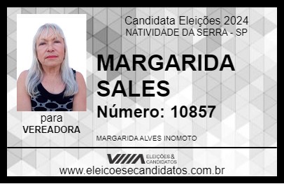 Candidato MARGARIDA SALES 2024 - NATIVIDADE DA SERRA - Eleições