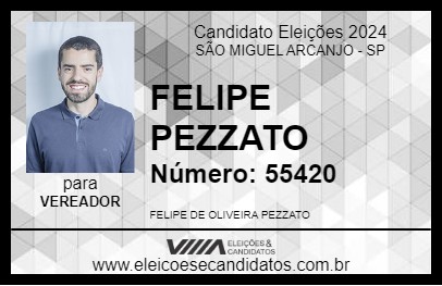 Candidato FELIPE PEZZATO 2024 - SÃO MIGUEL ARCANJO - Eleições