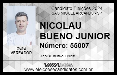 Candidato NICOLAU BUENO JUNIOR 2024 - SÃO MIGUEL ARCANJO - Eleições