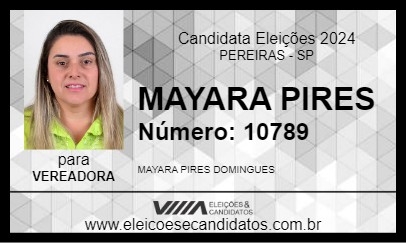 Candidato MAYARA PIRES 2024 - PEREIRAS - Eleições