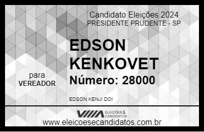 Candidato EDSON KENKOVET 2024 - PRESIDENTE PRUDENTE - Eleições