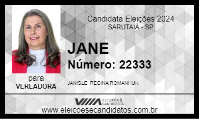 Candidato JANE 2024 - SARUTAIÁ - Eleições