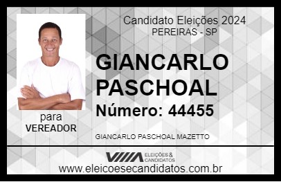 Candidato GIANCARLO PASCHOAL 2024 - PEREIRAS - Eleições